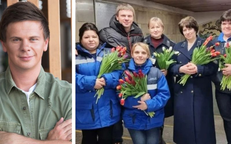  «Подарил больше 1000 тюльпанов»: Дмитрий Комаров проведал женщин и детей в убежище метро